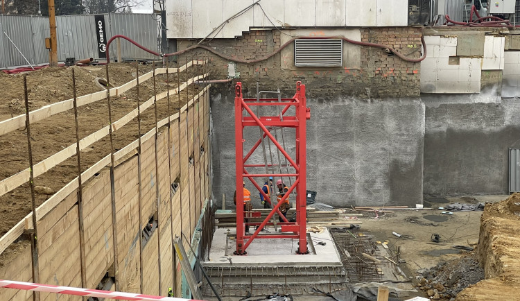 Stavba Horácké arény v Jihlavě (začátek února 2024)