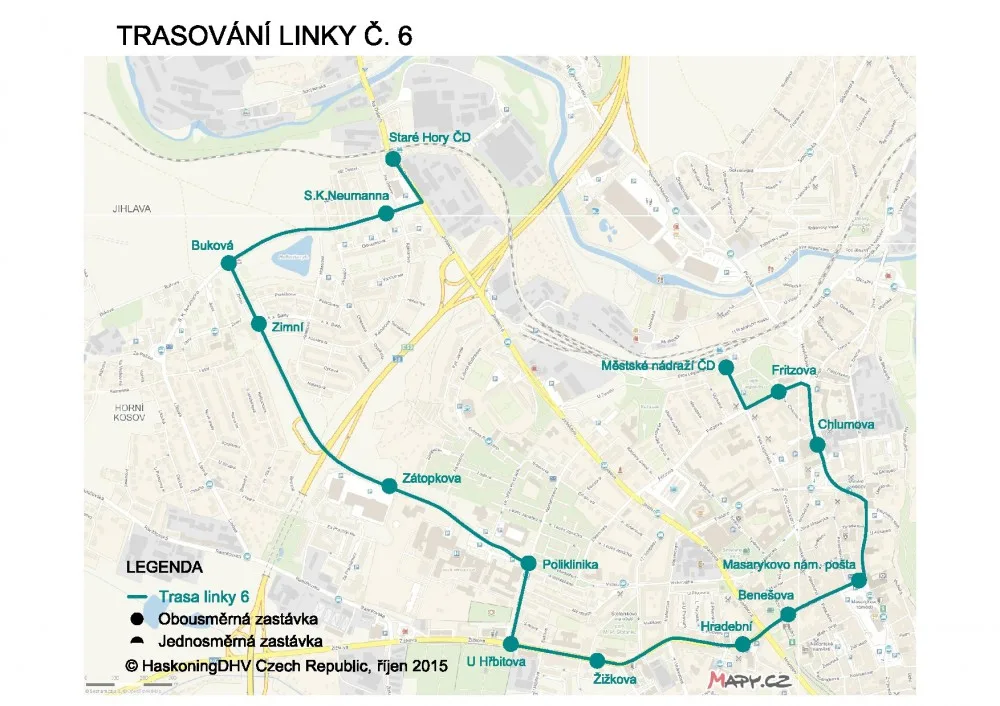 navhovaná trasa prodloužené linky č.6