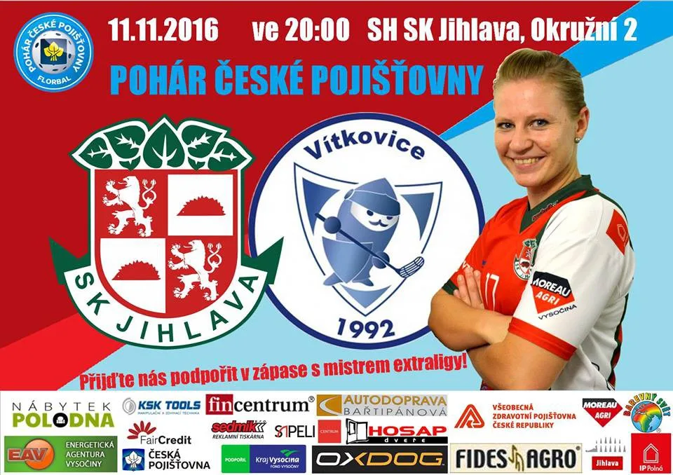 Florbalistky SK Jihlava v pátek nastoupí proti mistrovským Vítkovicím ve čtvrtfinále domácího poháru