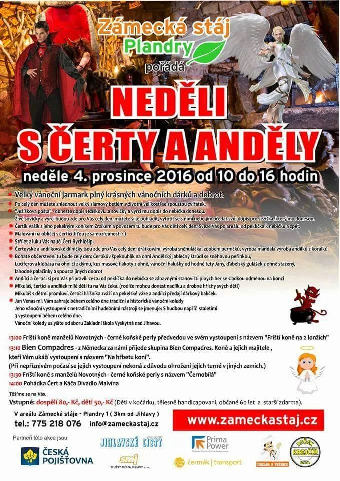 SOUTĚŽ: Vyhrajte vstupenky na Neděli s čerty a anděly v Zámecké stáji Plandry