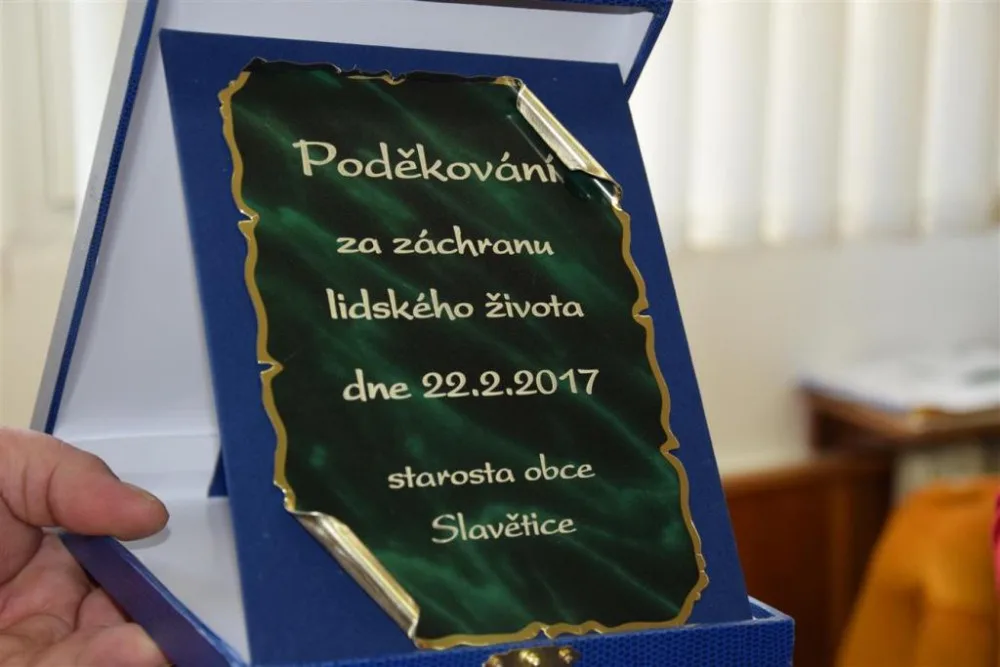 amětní poděkování za záchranu lidského života
