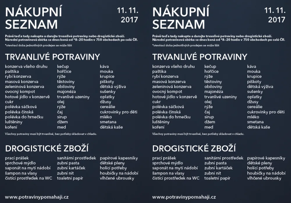 Lidé v Jihlavě se mohou zapojit do Národní potravinové sbírky. Vítána je také drogerie