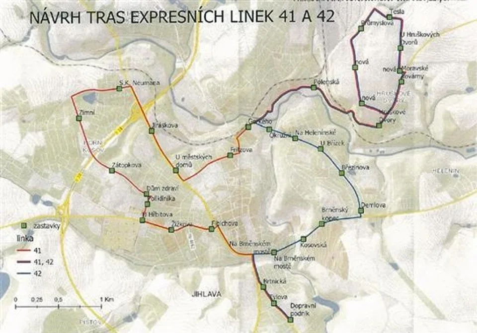 Městskou opravu v Jihlavě posílí dvě nové autobusové linky. Zároveň zmizí spoj číslo 6