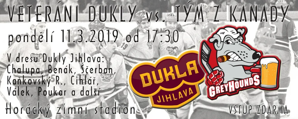 Jihlavské legendy a přátelé Dukly vyzvou v pondělí tým z Kanady