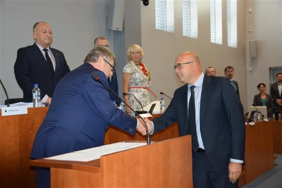 Zdeněk Geist (vpravo) s hejtmanem Vysočiny Jiřím Běhounkem