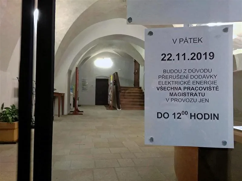Na jihlavském magistrátu nepůjde elektrika. 22. listopadu bude úřad od 12 hodin uzavřen