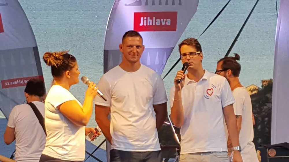 Lukáš Krpálek při přivítání na jihlavském Masarykově náměstí v roce 2016