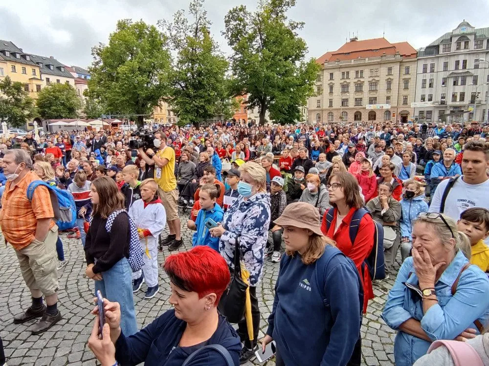 Náměstí ve zlatém lesku. Jihlava vítala dvojnásobného olympijského vítěze Lukáše Krpálka
