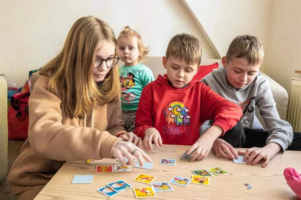 Děti z Ukrajiny, které našly azyl v penzionu na Husově ulici v Jihlavě