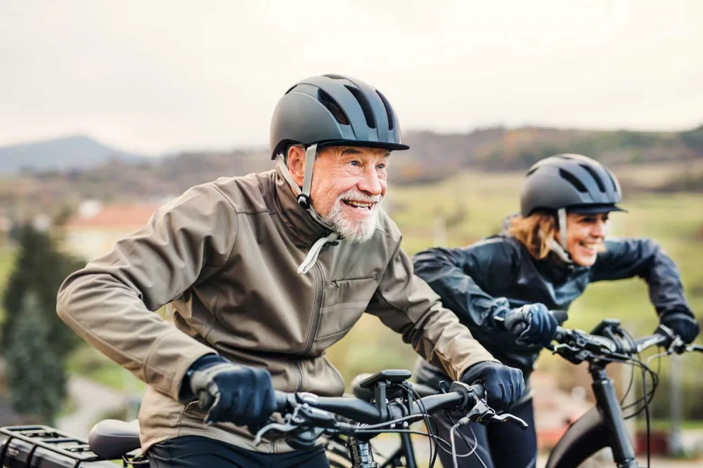 Active-Senior-Couple-With-Electric-bike