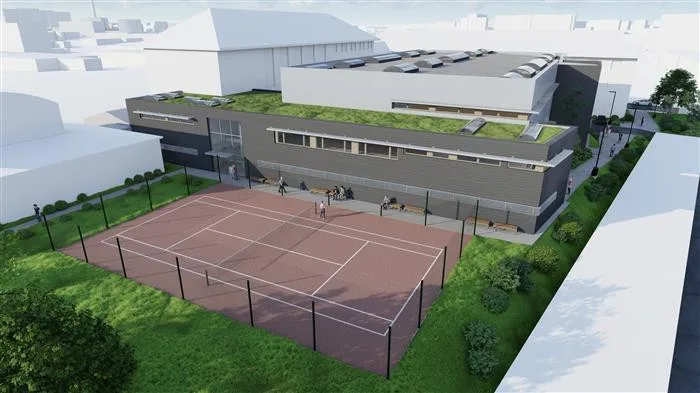 Lidé ve Žďáru budou sportovat v nové sportovní hale s lezeckou stěnou a zelenou střechou