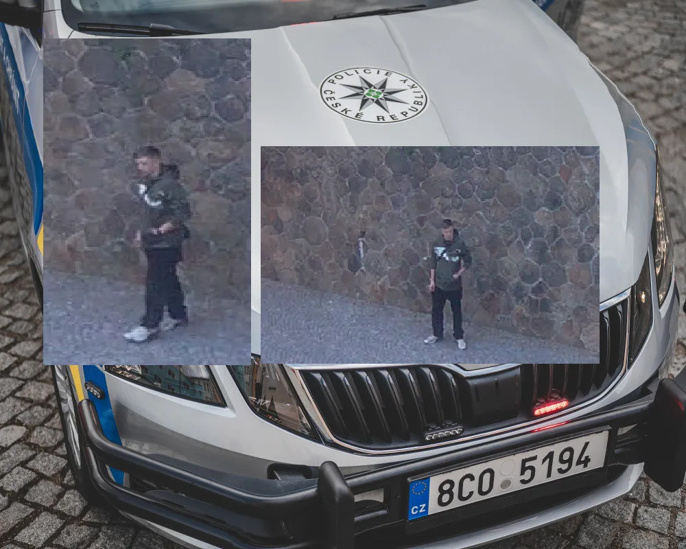 Vandal posprejoval kamennou zeď v Havlíčkově Brodě. Nevíte, kdo je muž na fotkách?