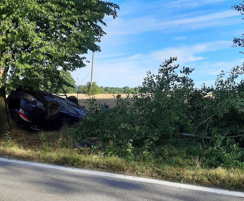 Řidič se chtěl vyhnout zvěři, při manévru naboural do stromu a auto otočil na bok.