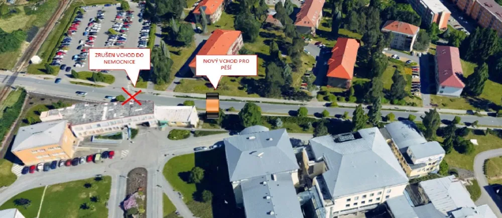 Vchod pro pěší, zdroj: Nemocnice Nové Město na Moravě