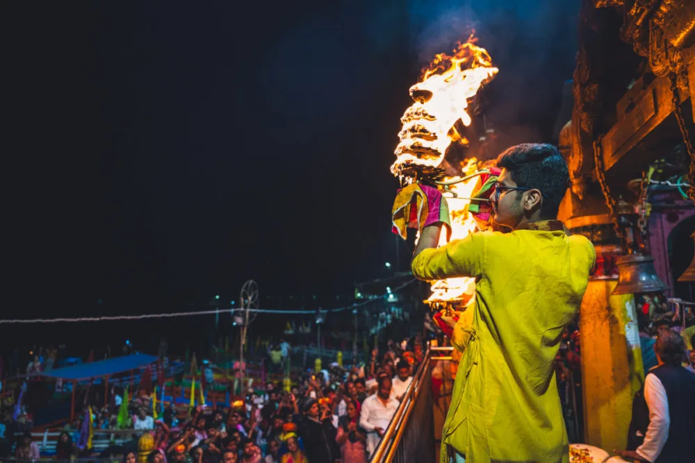 Aarti Jamuně – ceremonie pro řeku Jamunu v Mathuře