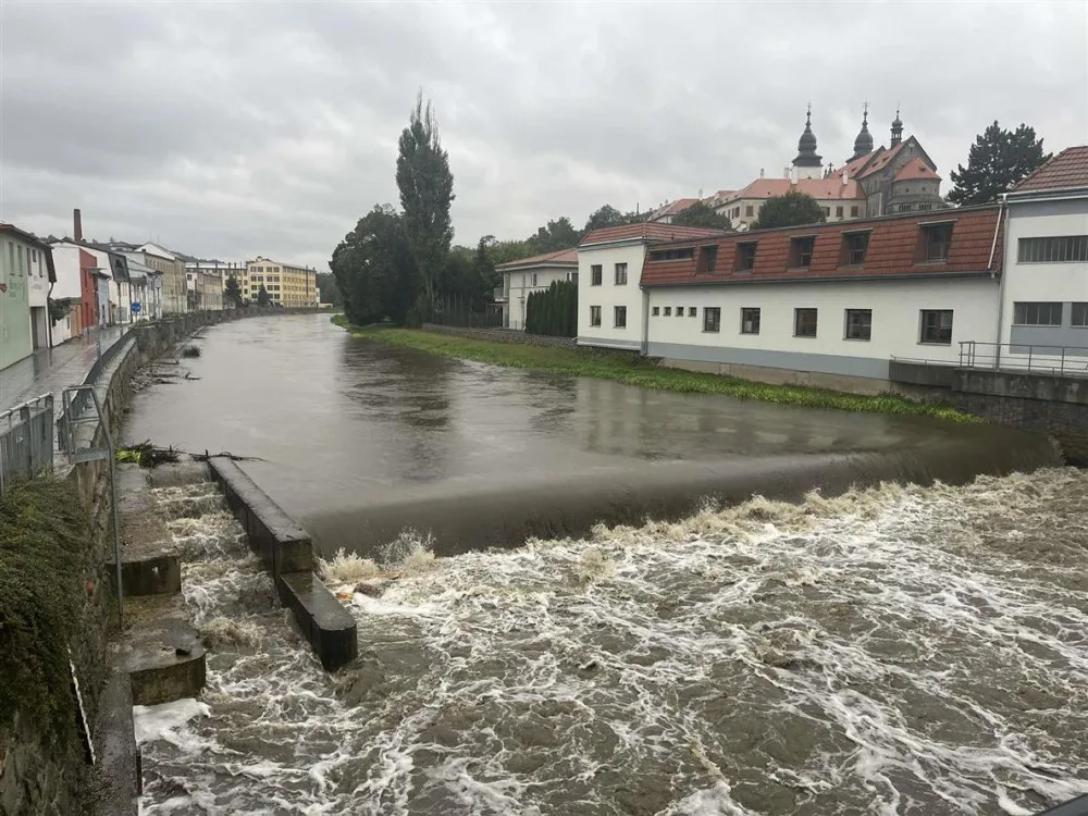Rozvodněná řeka v Třebíči. Foto: se souhlasem Města Třebíč
