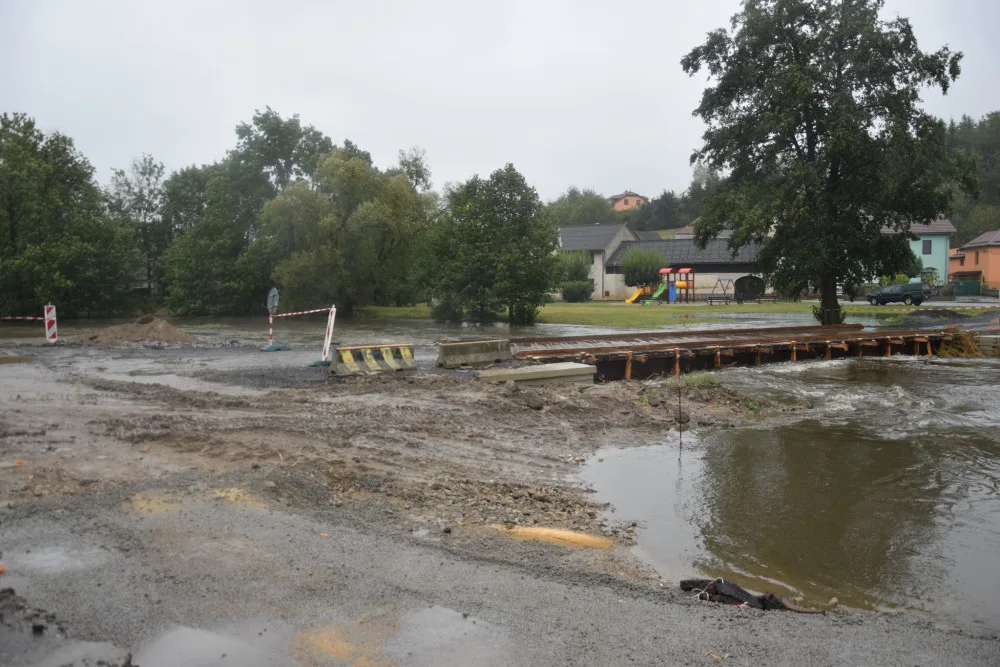 Provizorní most v Bítovčicích, foto ze 14.9.2024