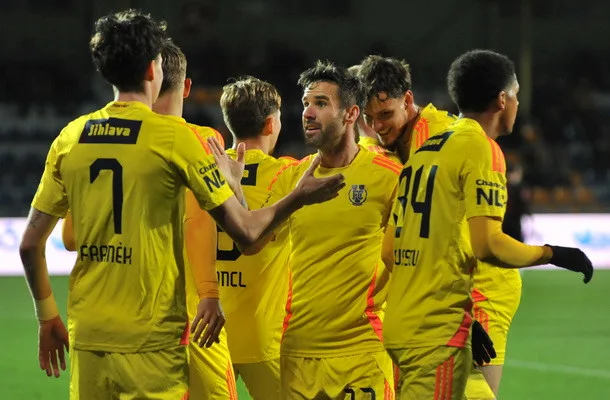 Radost hráčů po první brance. Foto: Se svolením FC Vysočina