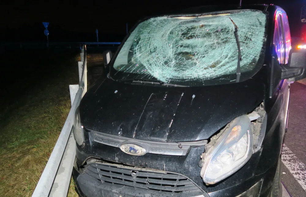 Opilý řidič ničil u Velkého Beranova dopravní značení, škoda na autě je čtvrt milionu. Foto: Se svolením Policie ČR