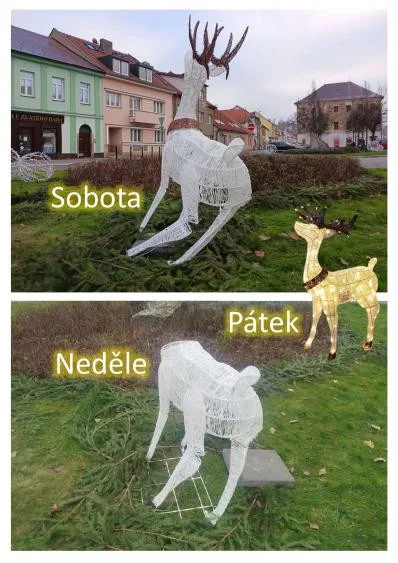 Adventní vandalismus. Někdo zničil jelena v Ledči nad Sázavou, teď se zkoumají kamerové záznamy