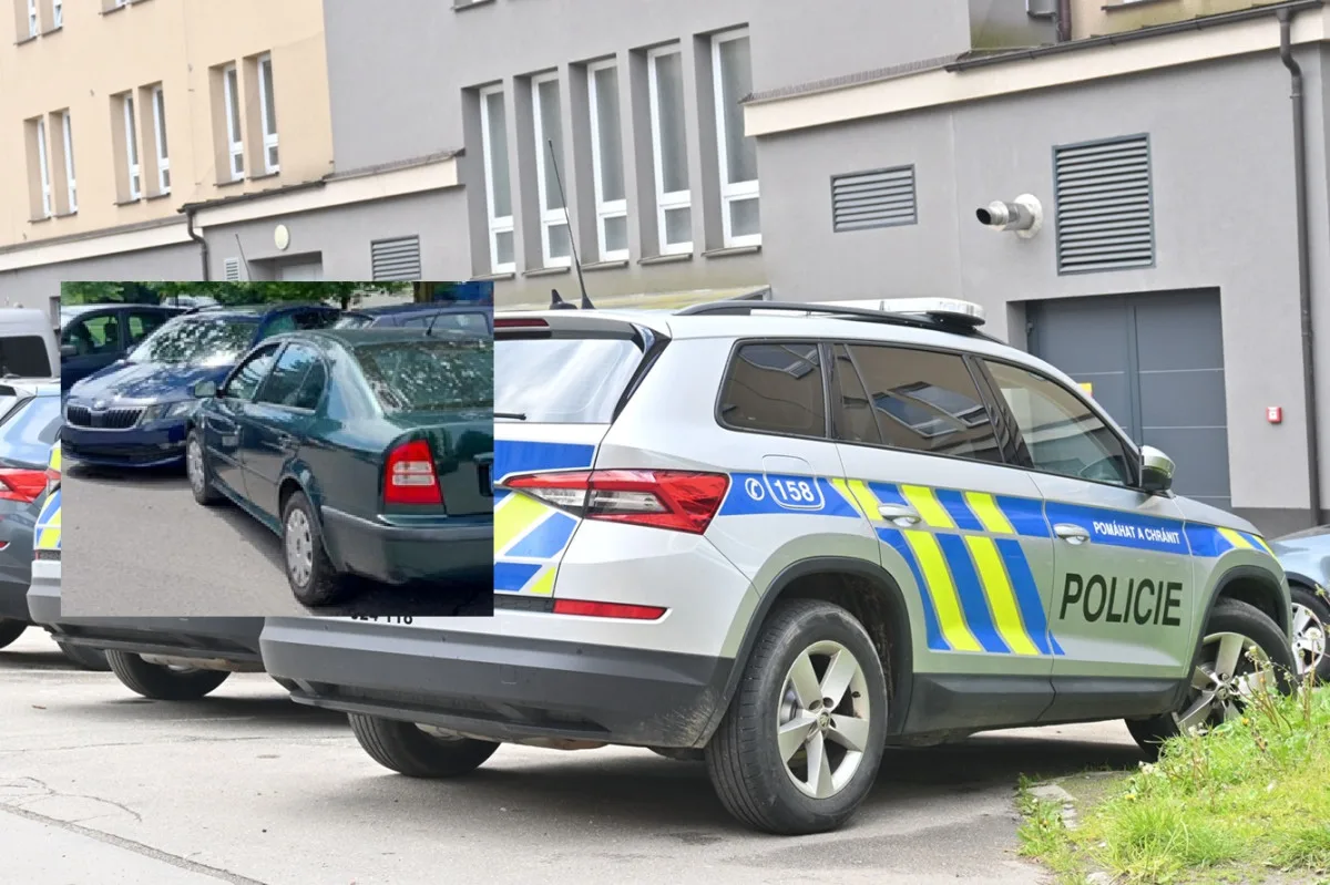 Řidička vyjížděla z parkovacího místa a poškodila čtyři auta. Dostala pokutu. Foto: Marie Buláková, se svolením Policie ČR