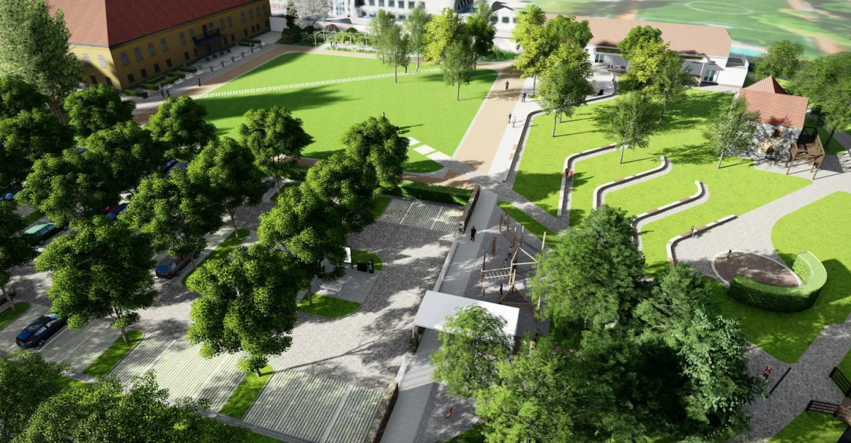 Vizualizace nového parku. Vizualizace: Se svolením města Telč