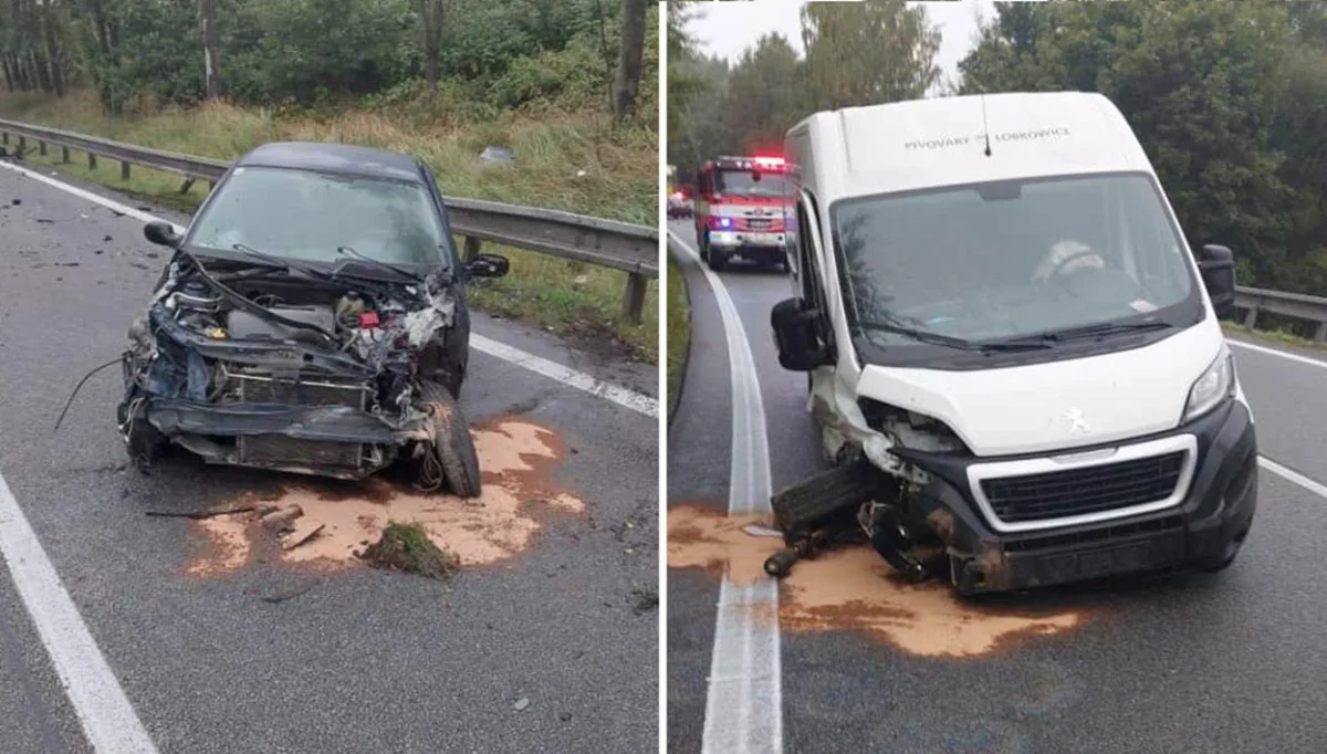 Mezi Vílancem a Suchou se staly dvě nehody, silnice byly neprůjezdná. Foto: Se svolením Policie ČR
