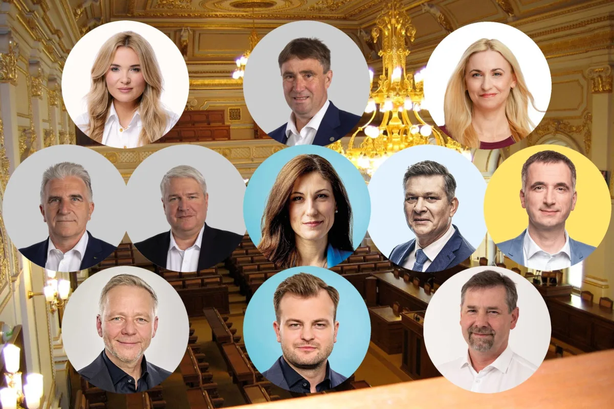 Zleva: Monika Oborná, Josef Kott, Barbora Pipášová, Drahoslav Ryba, Otto Vopěnka, Eva Decroix, Karel Beran, Lukáš Vlček, Vítězslav Schrek, Benjamin Činčila, Radek Koten