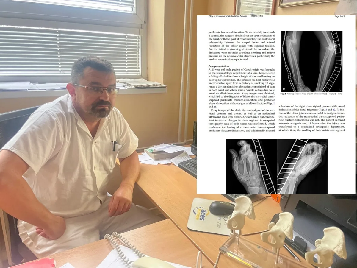 Primář Jaroslav Pilný a část jeho článku v prestižním časopise. Foto: Se svolením Nemocnice Nové Město na Moravě