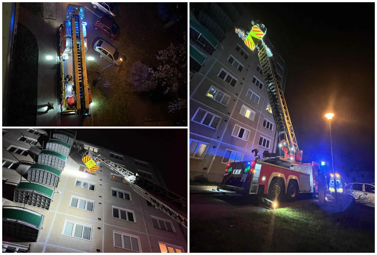 Skvělá spolupráce IZS v Jihlavě. Pro mladou ženu museli přijet hasiči se žebříkem
