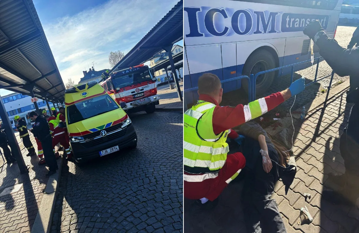 Muž na nádraží se zhroutil a začal silně krvácet. Strážníci mu poskytli první pomoc. Foto: Se svolením Městské policie Jihlava