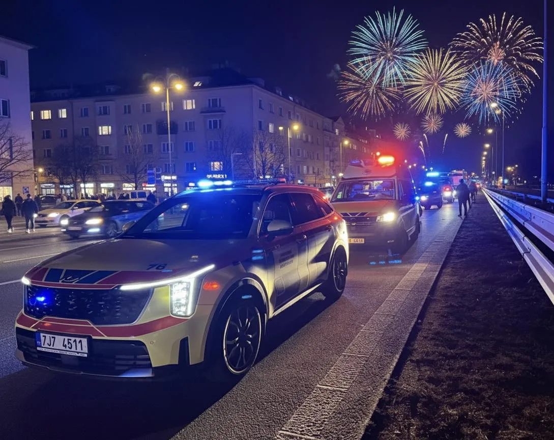 Náročná silvestrovská noc: Lidé to přeháněli s pitím a prali se, hořela pyrotechnika. Foto: Se svolením ZZS Kraje Vysočina