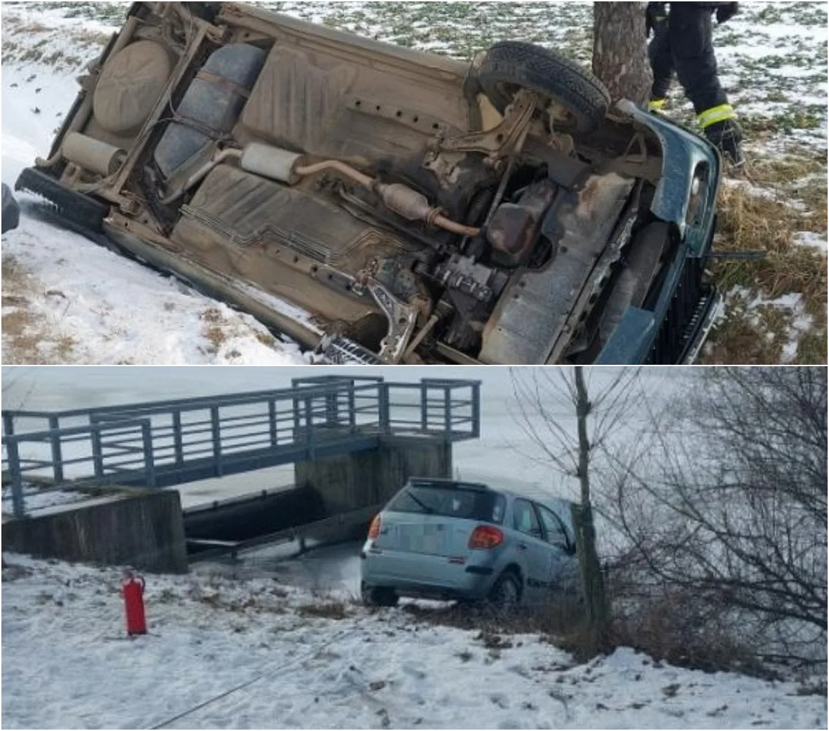 Na Třebíčsku bouraly dvě řidičky. Jedna skončila na zamrzlém rybníku
