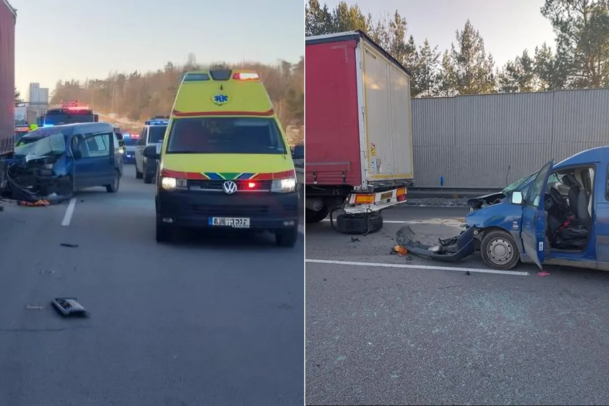 Provoz na dálnici D1 ve směru na Brno dnes komplikovala nehoda. Foto: Se svolením Policie ČR