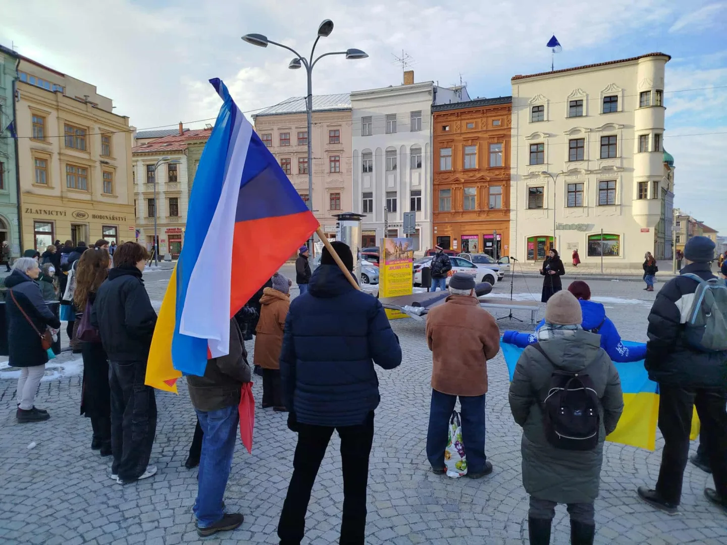 FOTO: Na jihlavském náměstí je dron, kterým Rusko útočí na Ukrajinu. Varuje před válkou