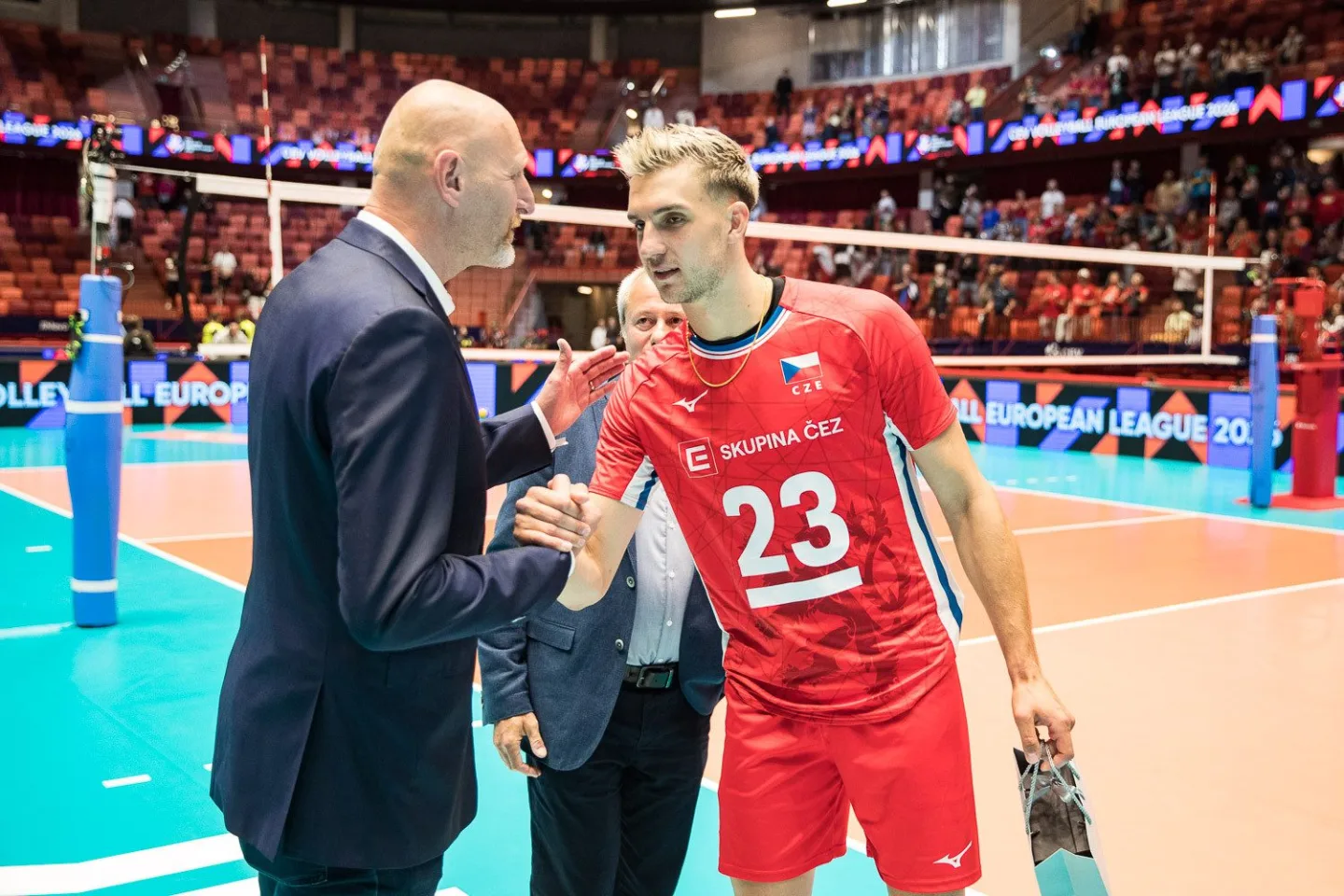FOTO: Čeští volejbalisté v Evropské lize poprvé prohráli, Dánsku v Jihlavě podlehli 2:3. Foto: Český volejbal / Ondřej Driml