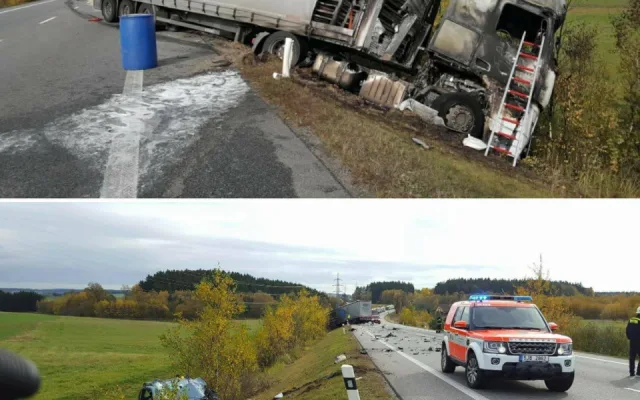 U Antonínova Dolu vyhasl lidský život. Řidič osobního auta nepřežil čelní střet s kamionem