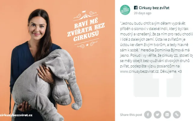 Do kampaně Cirkusy bez zvířat se zapojila i celá řada osobností