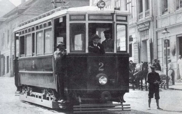 Detail vagónu tramvaje v Jihlavě