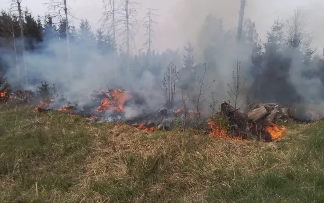 FOTO: Hasiče na Vysočině dnes zaměstnaly požáry trávy a mladých stromků. Podívejte se, jak zasahovali