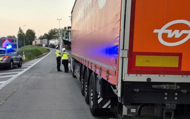 Hlídky na dálnici D1. Policie kontrolovala, jak parkují řidiči kamionů, padaly pokuty