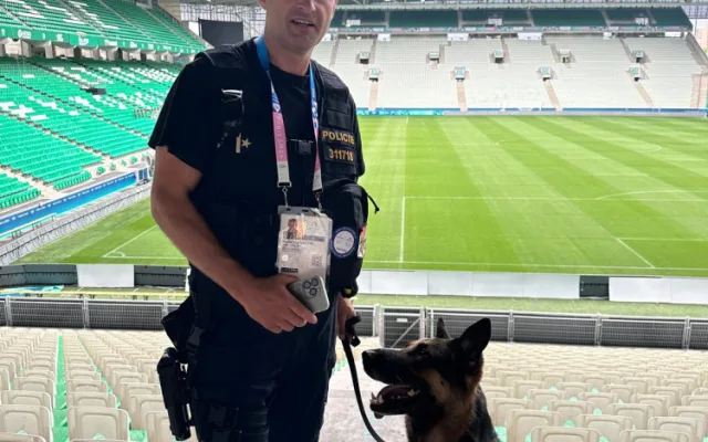 Bezpečnost na olympiádě střežil také pes Gorro z Vysočiny, hledal výbušniny. Foto: se souhlasem Policie ČR