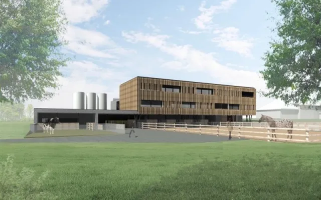 Budoucí zemědělci a veterináři budou mít v Třebíči nový pavilon praktické výuky. Vizualizace: Se souhlasem Kraje Vysočina