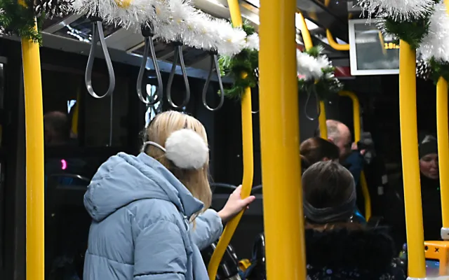 FOTO: Vánoční trolejbus jezdí ulicemi Jihlavy. Hraje, voní a vozí medvědy. Foto: Daniela Drozdová