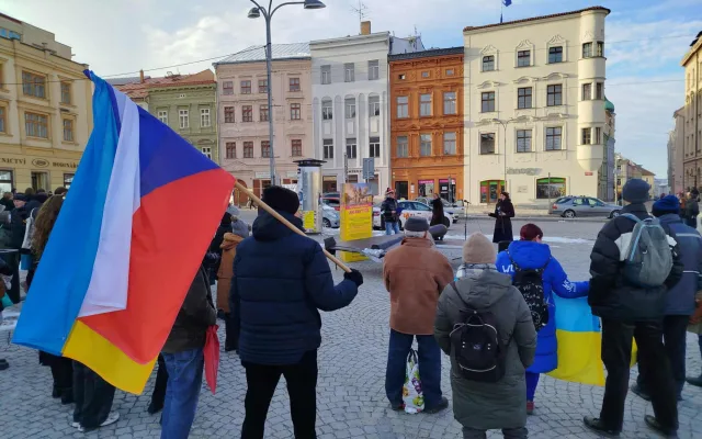 FOTO: Na jihlavském náměstí je dron, kterým Rusko útočí na Ukrajinu. Varuje před válkou