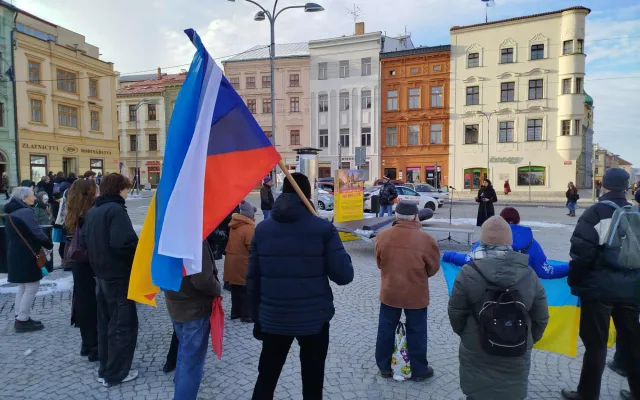 FOTO: Na jihlavském náměstí je dron, kterým Rusko útočí na Ukrajinu. Varuje před válkou