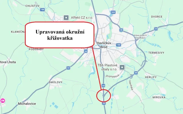 V Havlíčkově Brodě stavbaři kvůli Dukovanům přestaví most a upraví kruhový objezd