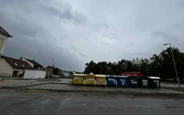 Nové parkoviště v Třešti, foto z výstavby v roce 2025