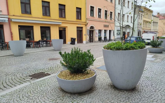 Problém s novou zelení v centru Jihlavy. Lidé vyhazují z květináčů kamenný mulč