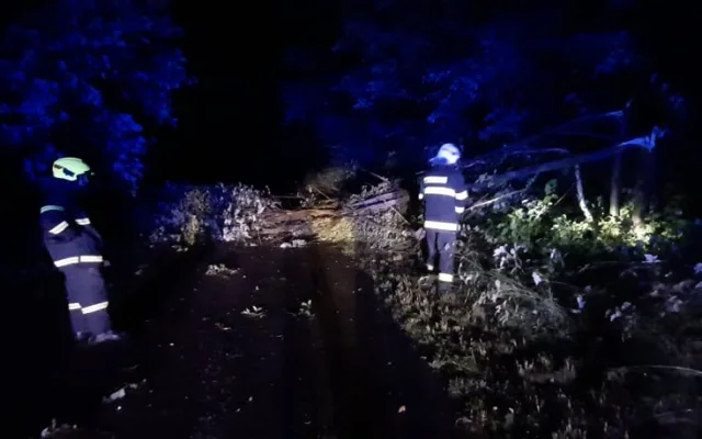 Noční bouřka na Vysočině a odklízení následků, 30.6.2021